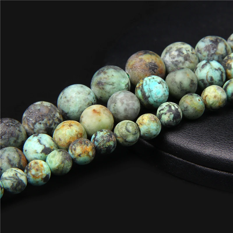 Miniatura: Natural Dull Polish Matte African Turquoises Bead round Stone Beads for Jewelry 