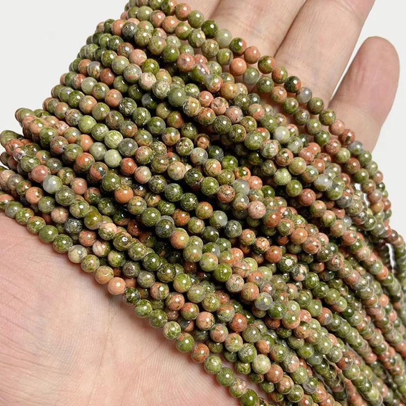 Miniature : 4Mm Natural Pink Rhdonite Jaspers Beads Round Jade Loose Bead for Jewelry 15''