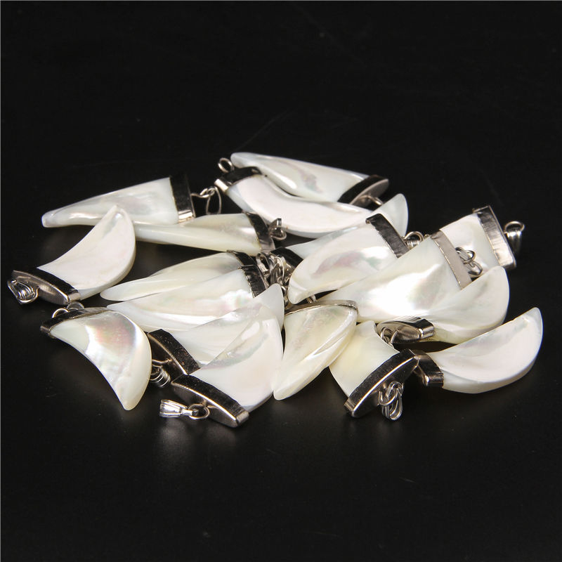 Thumbnail: Natural Stone Mother Of Pearl Shell Charms Pendants For Jewelry Making 30X15mm