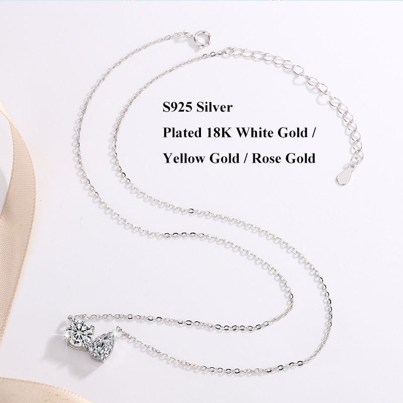 Miniature : 2025 New In Pear Cut D Color Moissanite Pendant Necklace for Women 925 Silver GR