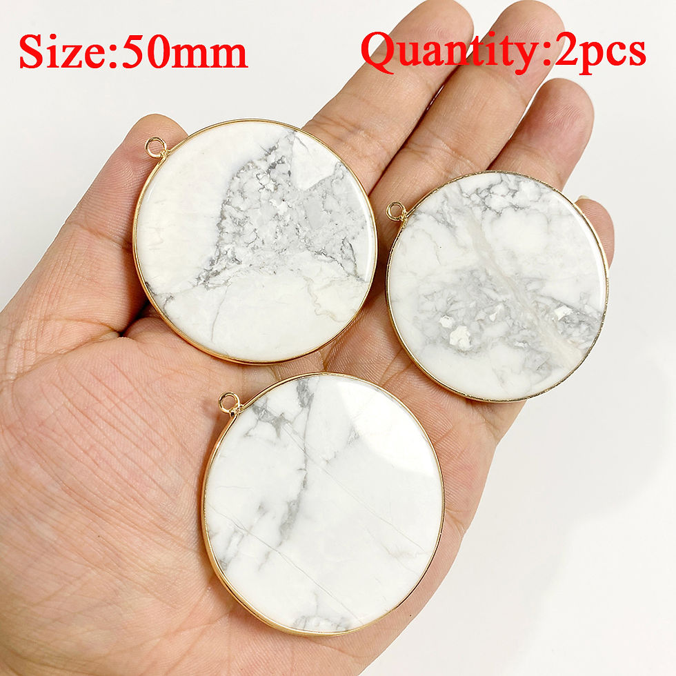 Thumbnail: 2pcs Natural Howlite Healing Stone Pendant – Star, Heart, Drop Charms for DIY