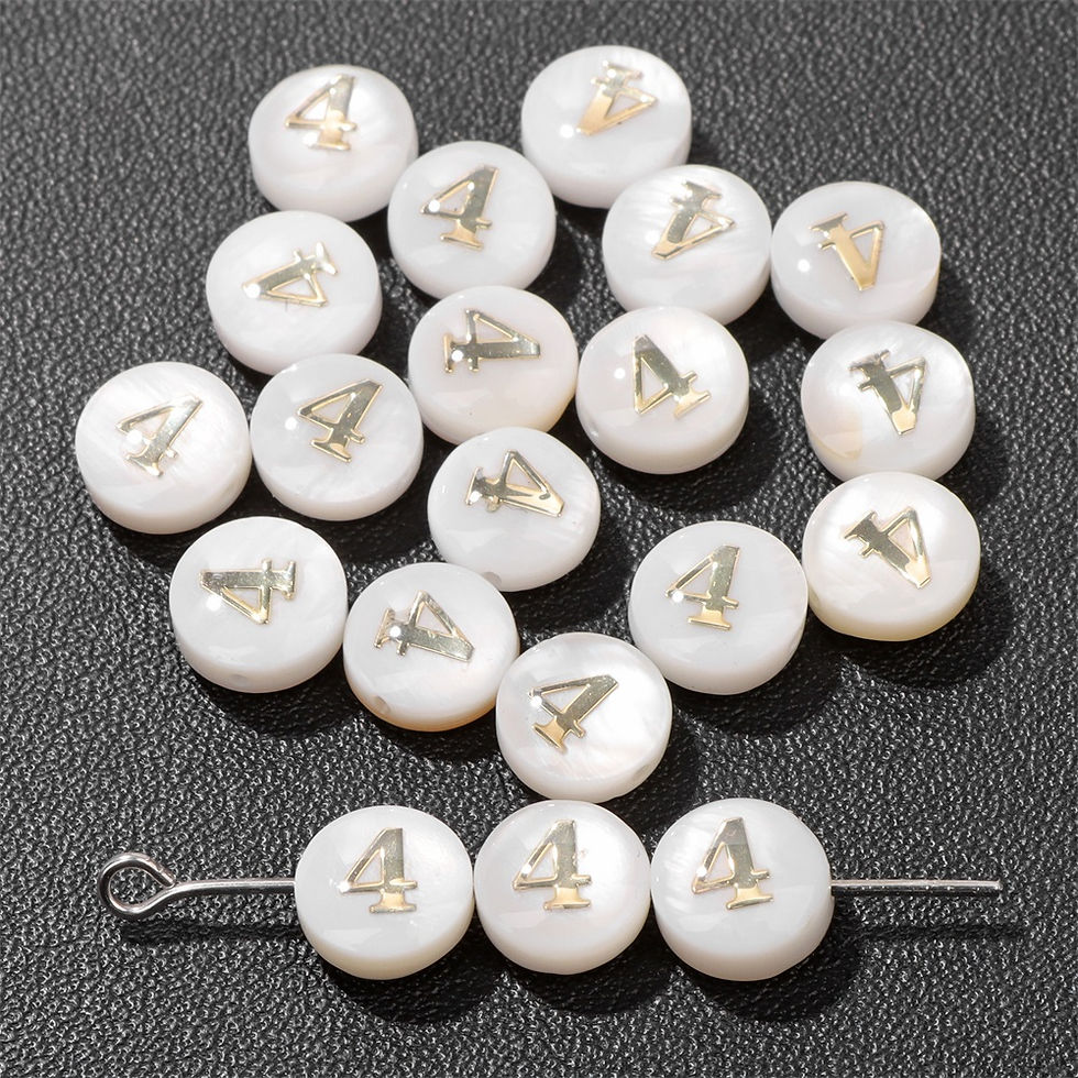 Thumbnail: 8mm White Round Shell Bead 0-9 Number Pearl Flat Charms Bead Jewelry Making 