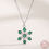 Miniature : Snowflake Design 100% 925 Sterling Silver Green Zircon Necklace for Women