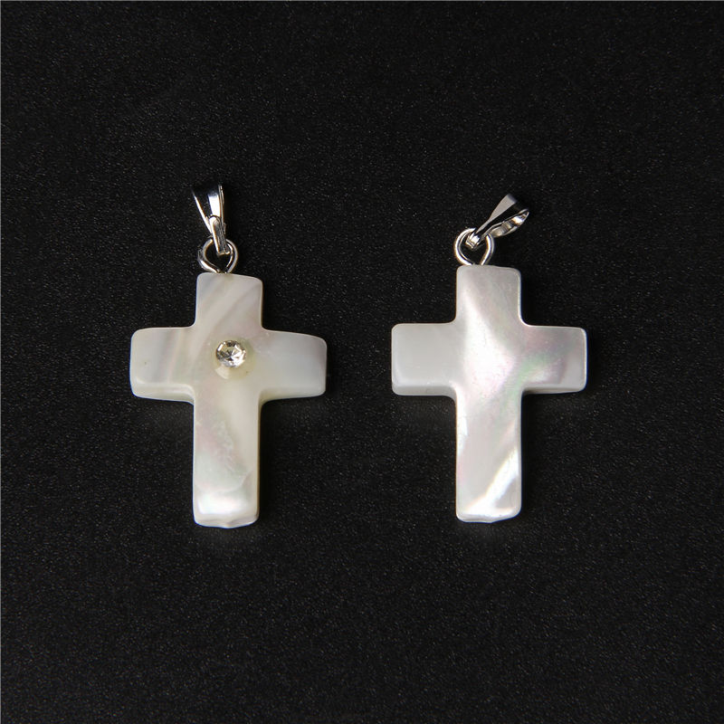 Thumbnail: 2-10Pcs Natural White Carved Shell Pendant Animal & Cross Shape Creative Charms 