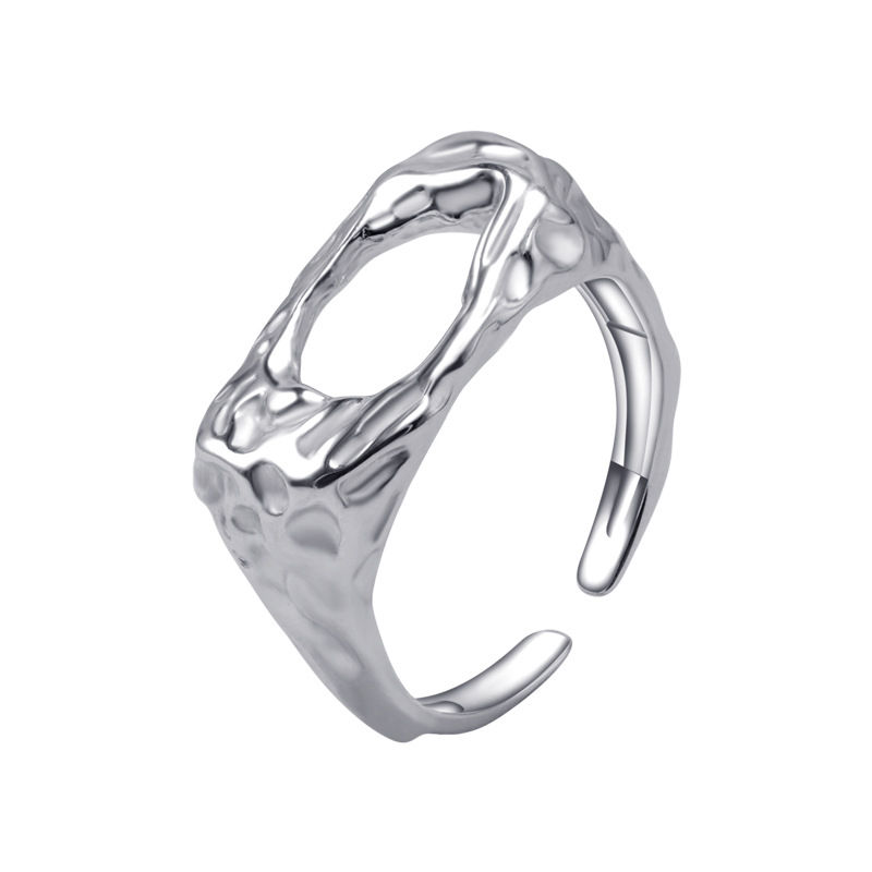 Miniature : 925 sterling silver irregular hollow ring with personalized simple and classic