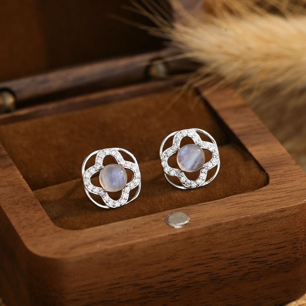 Miniature : 925 Pure Silver Moonstone Earrings Women Wedding Anniversary Commemorative Gifts