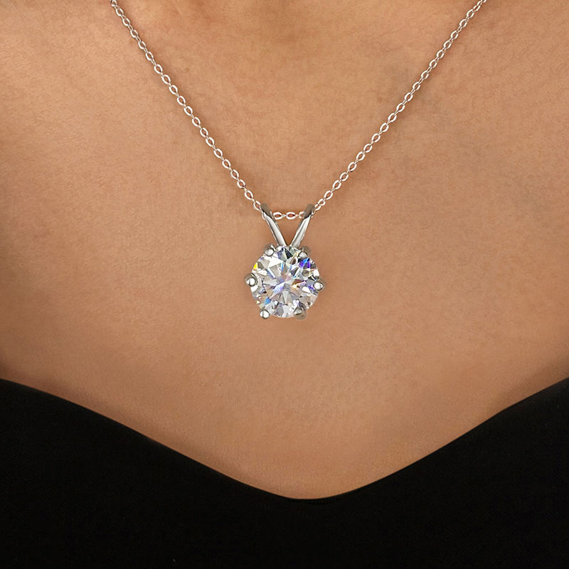 Miniatura: Luxury Real Moissanite Diamond Pendant Necklace for Women Gift 925 Silver Ring
