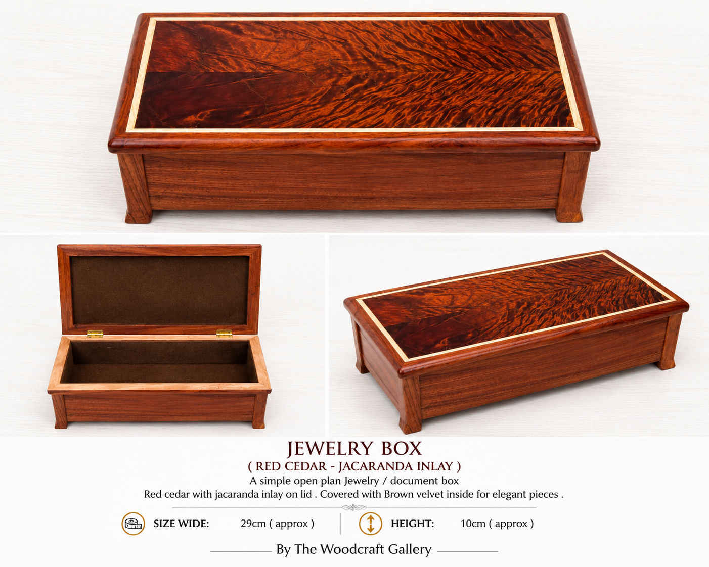 JEWELRY BOX (RED CEDAR - JACARANDA INLAY )