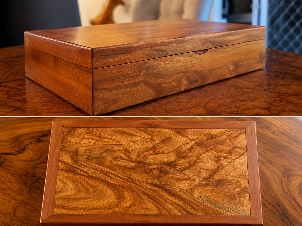 Thumbnail: Large Jewerely / Document Box  Camphor Laurel Timbers - Lid  Rosewood Base  
