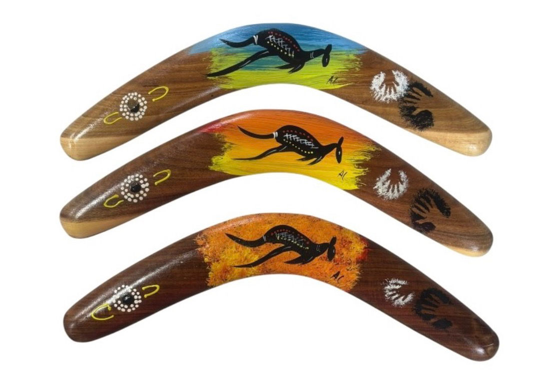 Hand Painted Arthur Conlon 14 Inch Boomerang