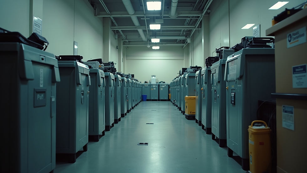 Eye-level view of a local electronics recycling center with bins for sorting devices
