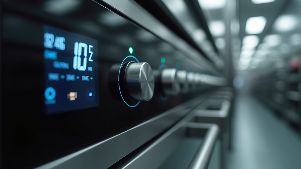 Close-up view of digital control panel on commercial kitchen oven