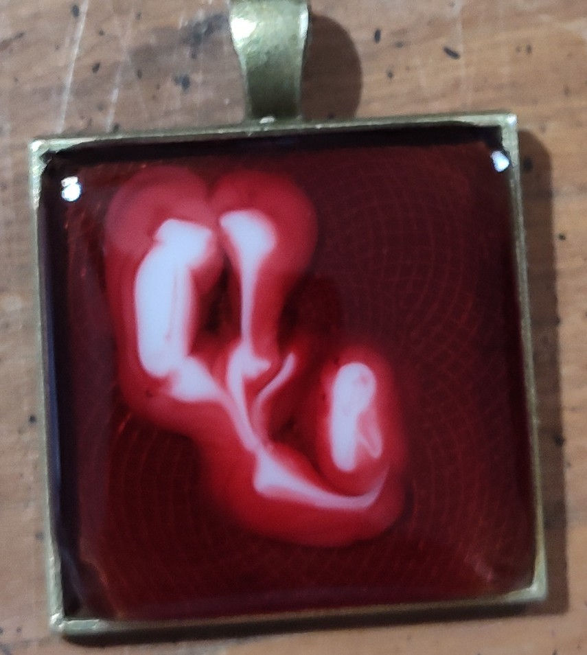 Square Red/White OU Pendant