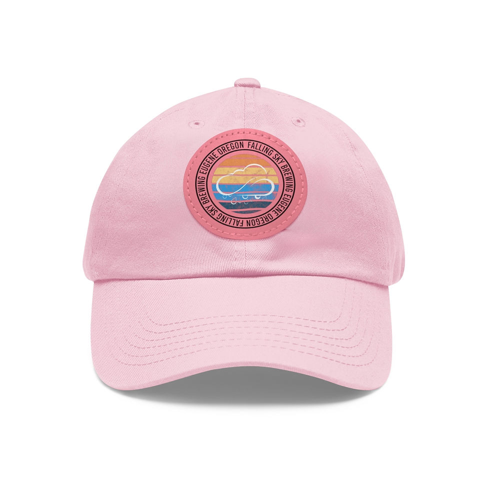 Thumbnail: Light Pink Baseball cap with Falling Sky logo against color stripes on pink patch 