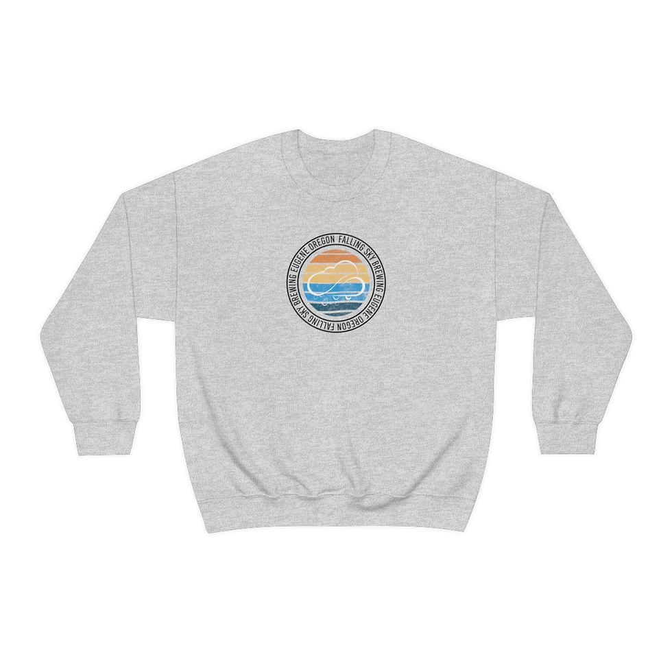 Thumbnail: Ash Gray Sweatshirt with Falling Sky logo against colored stripes