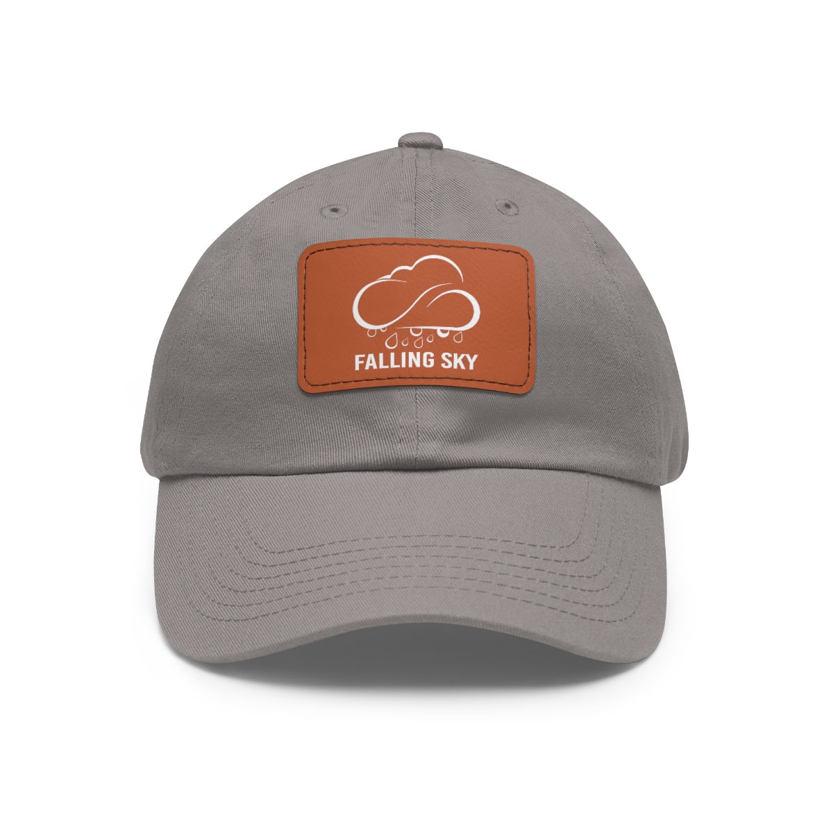 Gray Baseball cap with Falling Sky logo on brown patch