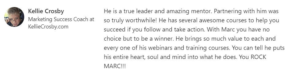 📝 Entrepreneur Testimonial by Kellie Crosby for Joseph Marc Lalonde
