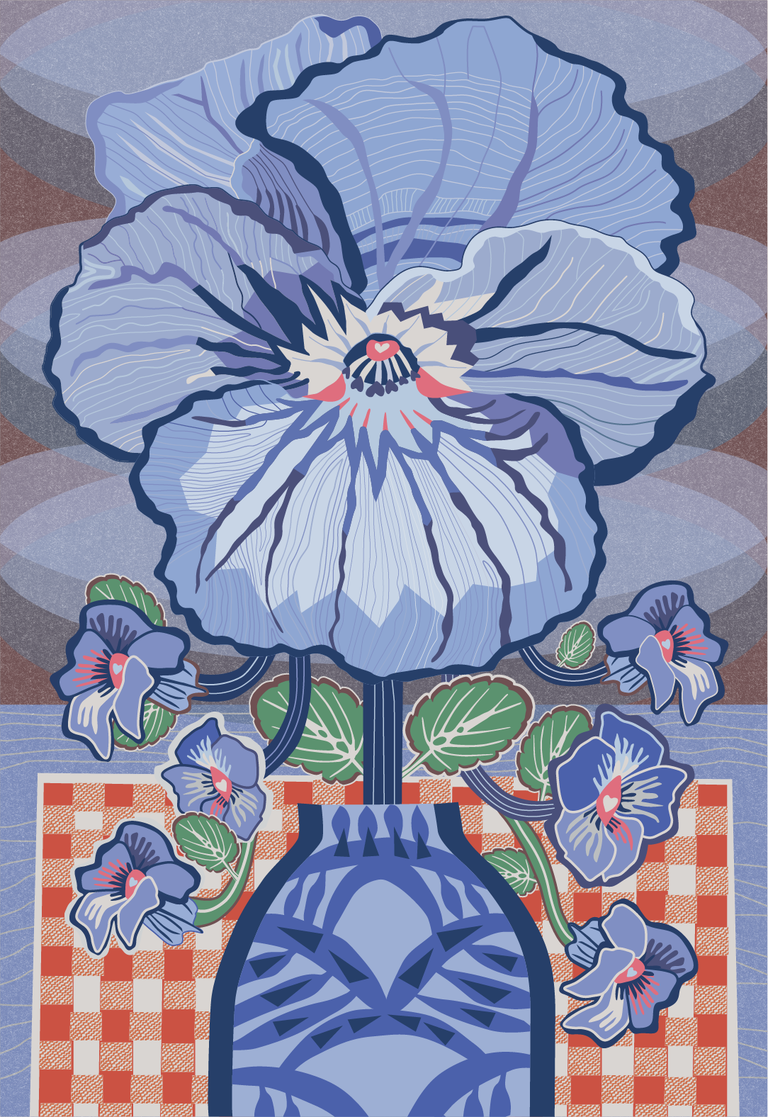'Pansy' tea towel