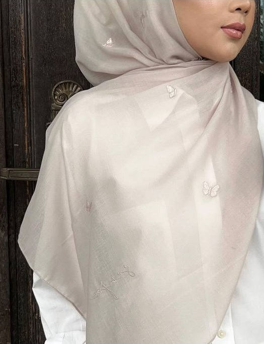 SenjaScarf, Senja, Senja Mariposa, Scarf, Shawl, Polycotton Voile, Sulam, Shawl Sulam