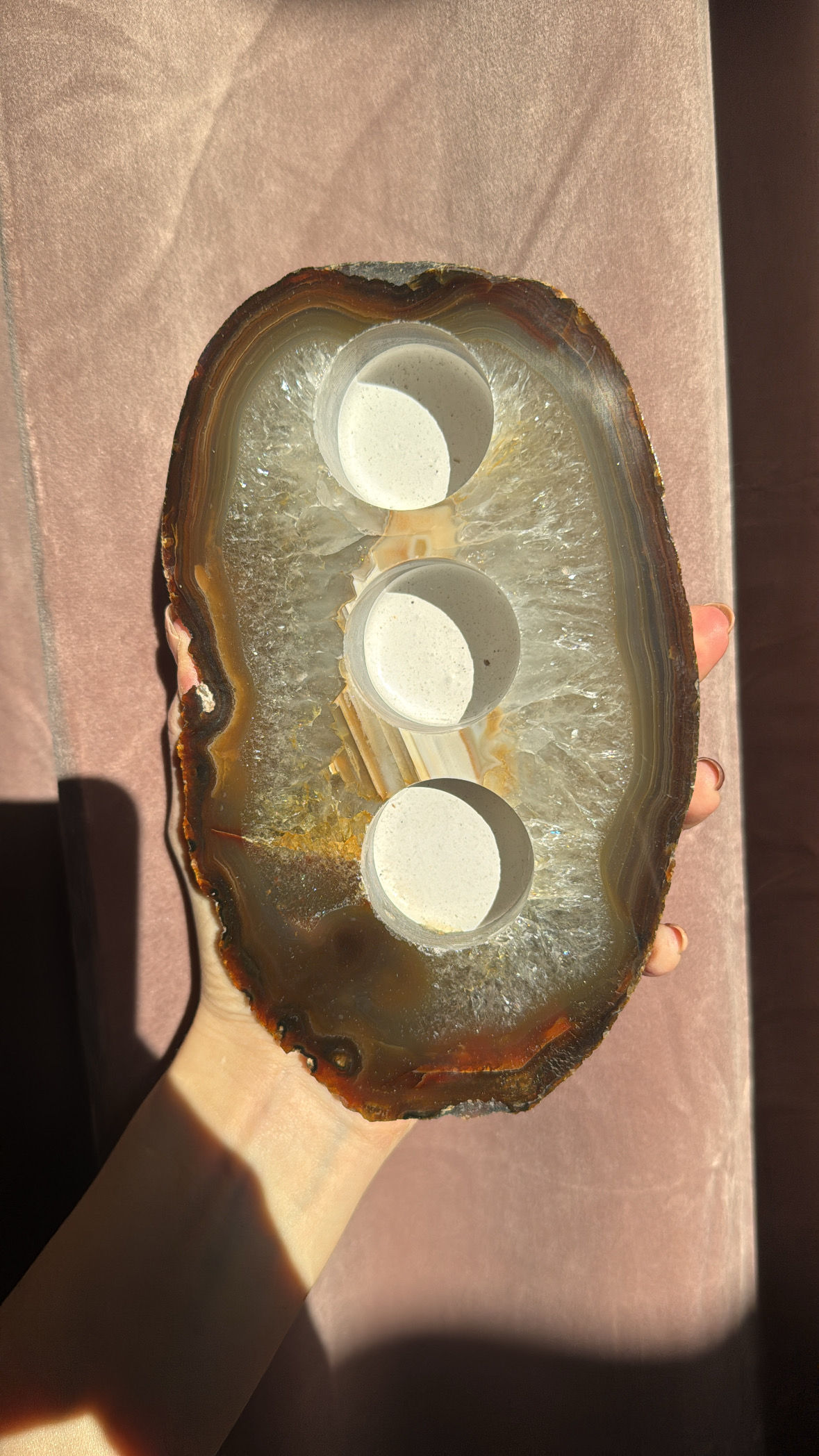 Agaatschijf waxines 3 gaten