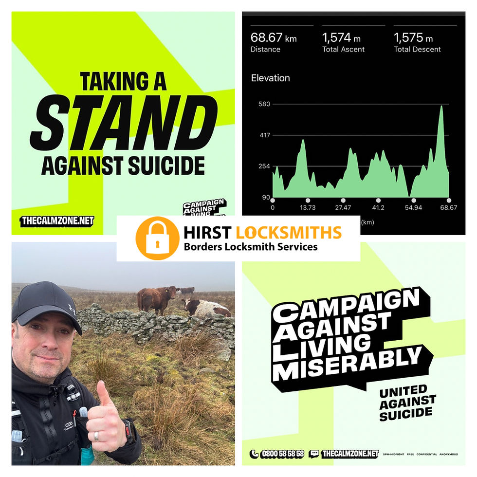 Hirst Locksmiths Supporting Suicide Prevention – 45 Mile Ultra Before a 100 Mile Challenge | Hirst Locksmiths