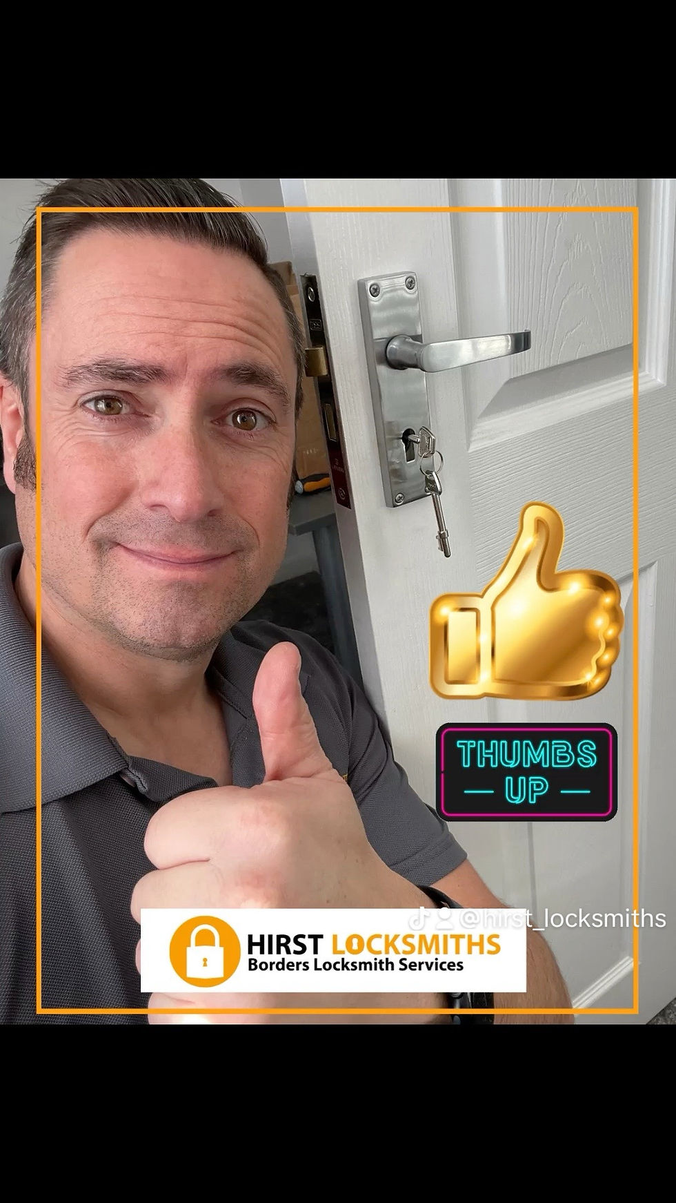 Danny Hirst of Hirst Locksmiths is your Scottish Borders Thumbs Up Locksmith!