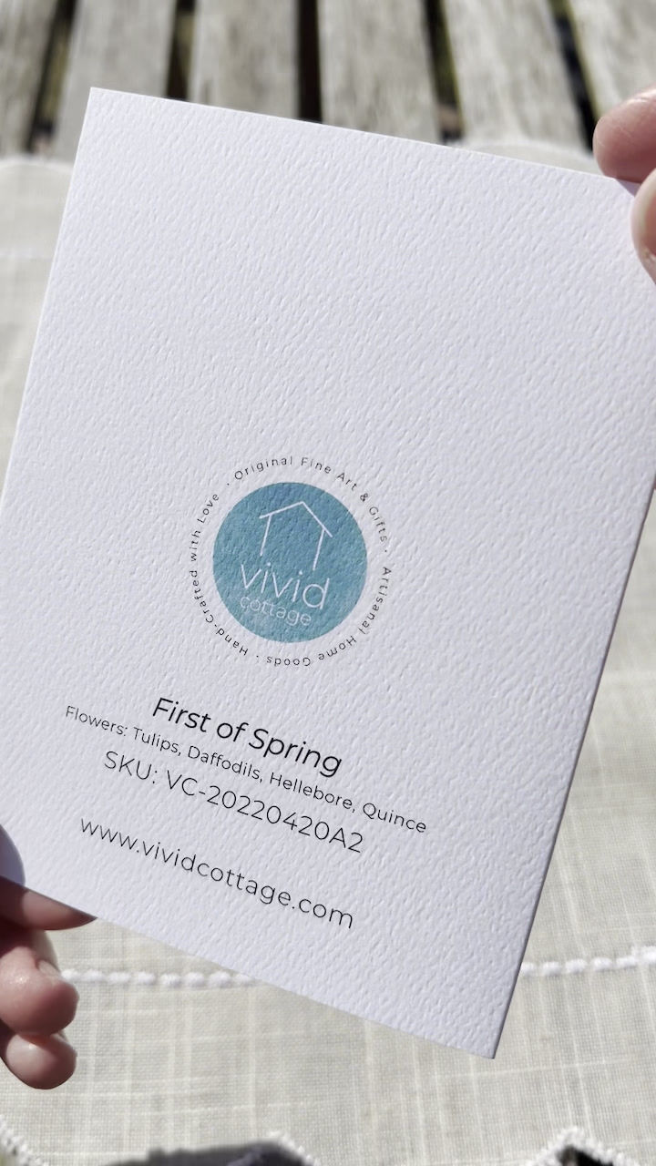 Thumbnail: Video showing all sides of greeting card illustrated with daffodils and tulips