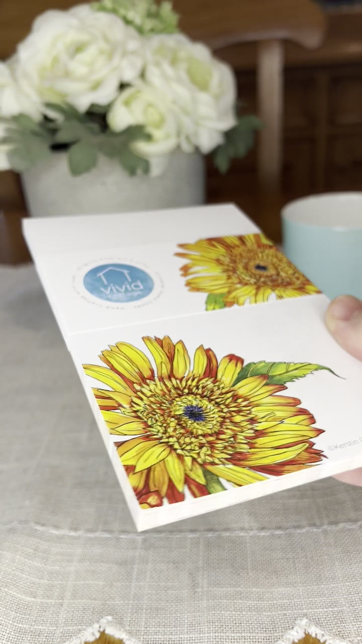 Thumbnail: Video showing all sides of notepad illustrated with Gerber Daisies