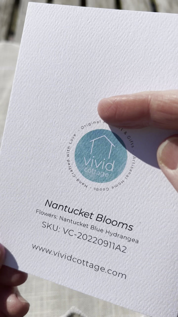 Thumbnail: Video showing all sides of greeting card with blue hydrangea flowers