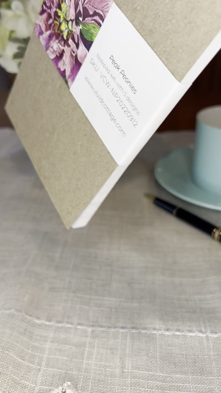 Thumbnail: Video showing all sides of notepad with colorful peony illustrations