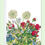 Thumbnail: Greeting card illustrated with red roses, blue privet, and white allium