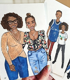mom and kids live illustrations
