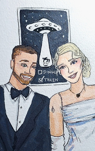 married couple aliens live illustrations