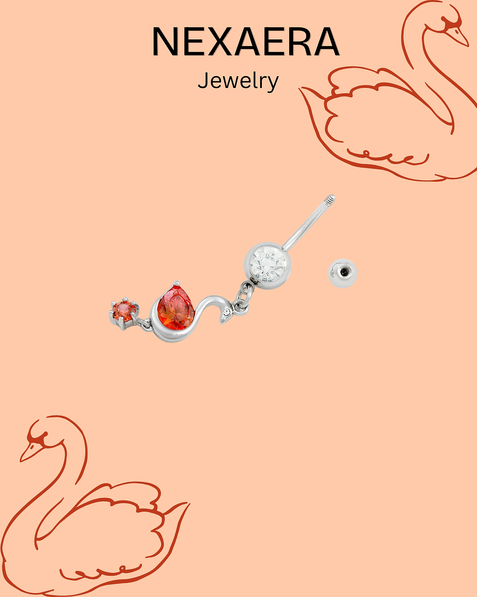 Thumbnail: Blood Red Swan Dangle Belly Button Ring