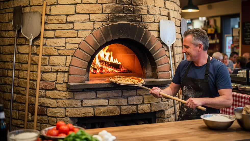 Vue rapprochée d’un four à pizza traditionnel en pierre à Lyon