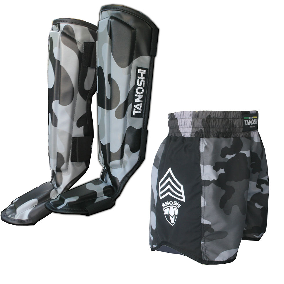 Kit Caneleira E Shorts Zhen Camcinza Muaythai Sanda Kick Mma