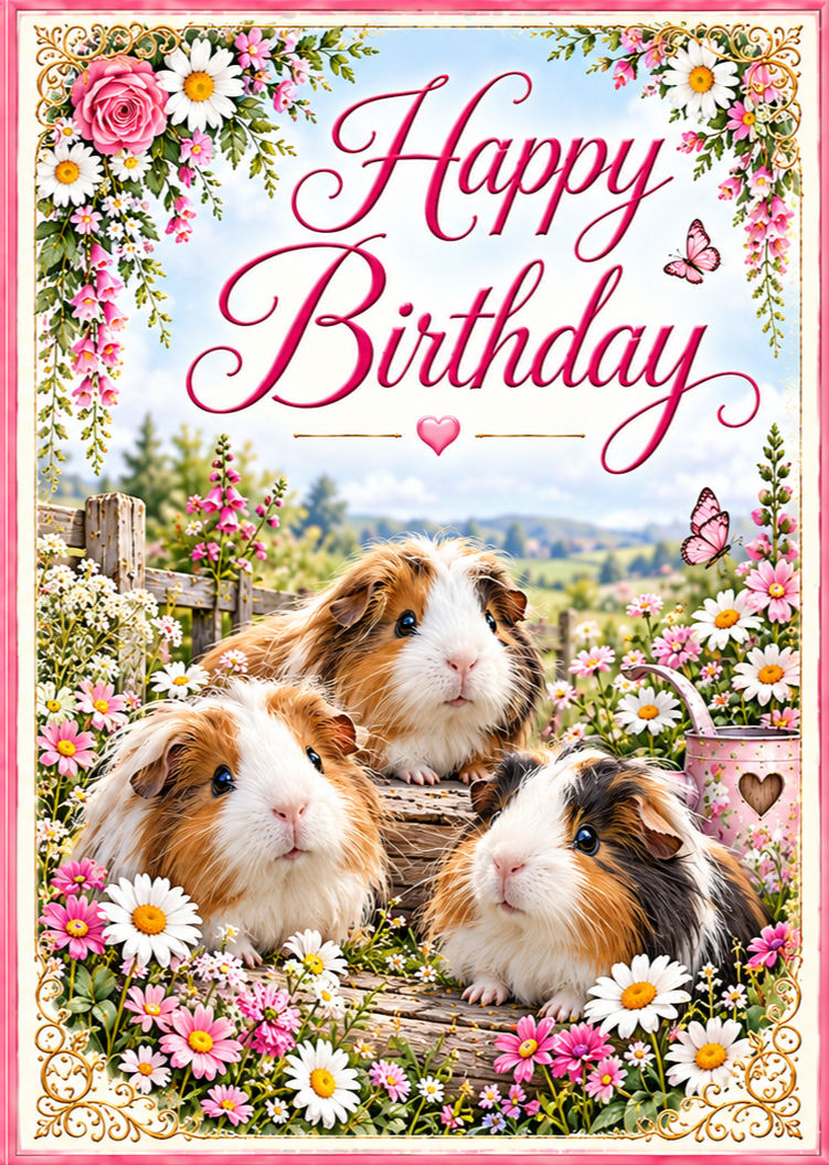 C346 - Guinea Pig Birthday Card