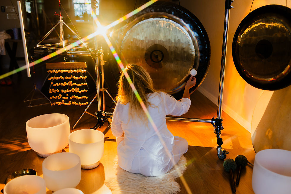 community sound healing experience focused on stress regulation