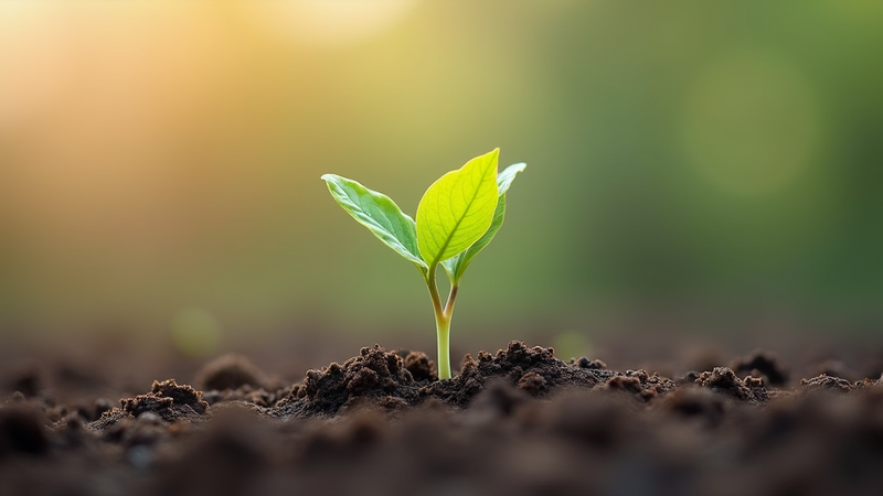 A young green plant emerging from dark soil, illustrating resilience and long‑term emotional growth.