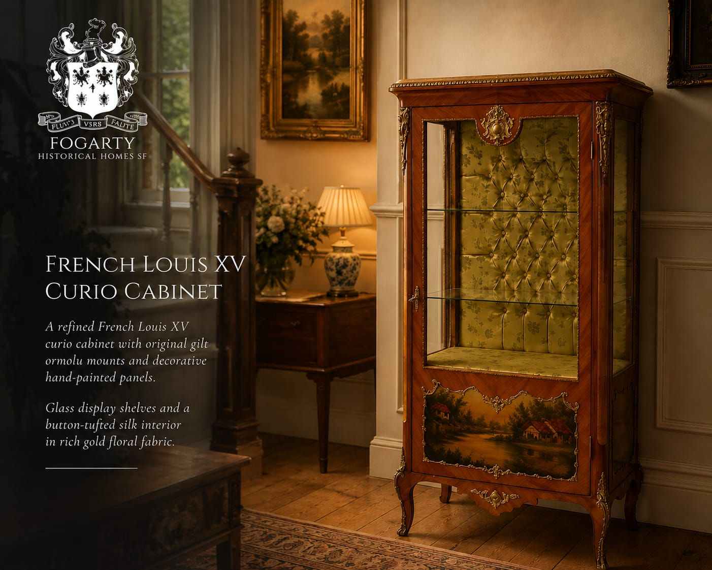 Mid-Century Louis XV Style Vernis Martin Vitrine Curio Cabinet