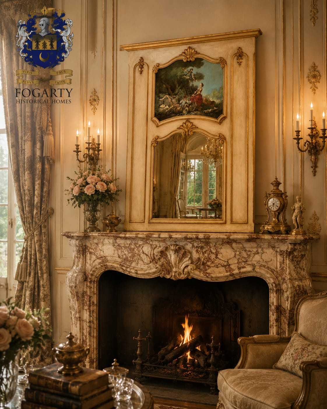 Ornate painted Wood and Gilt Wall Mirror
