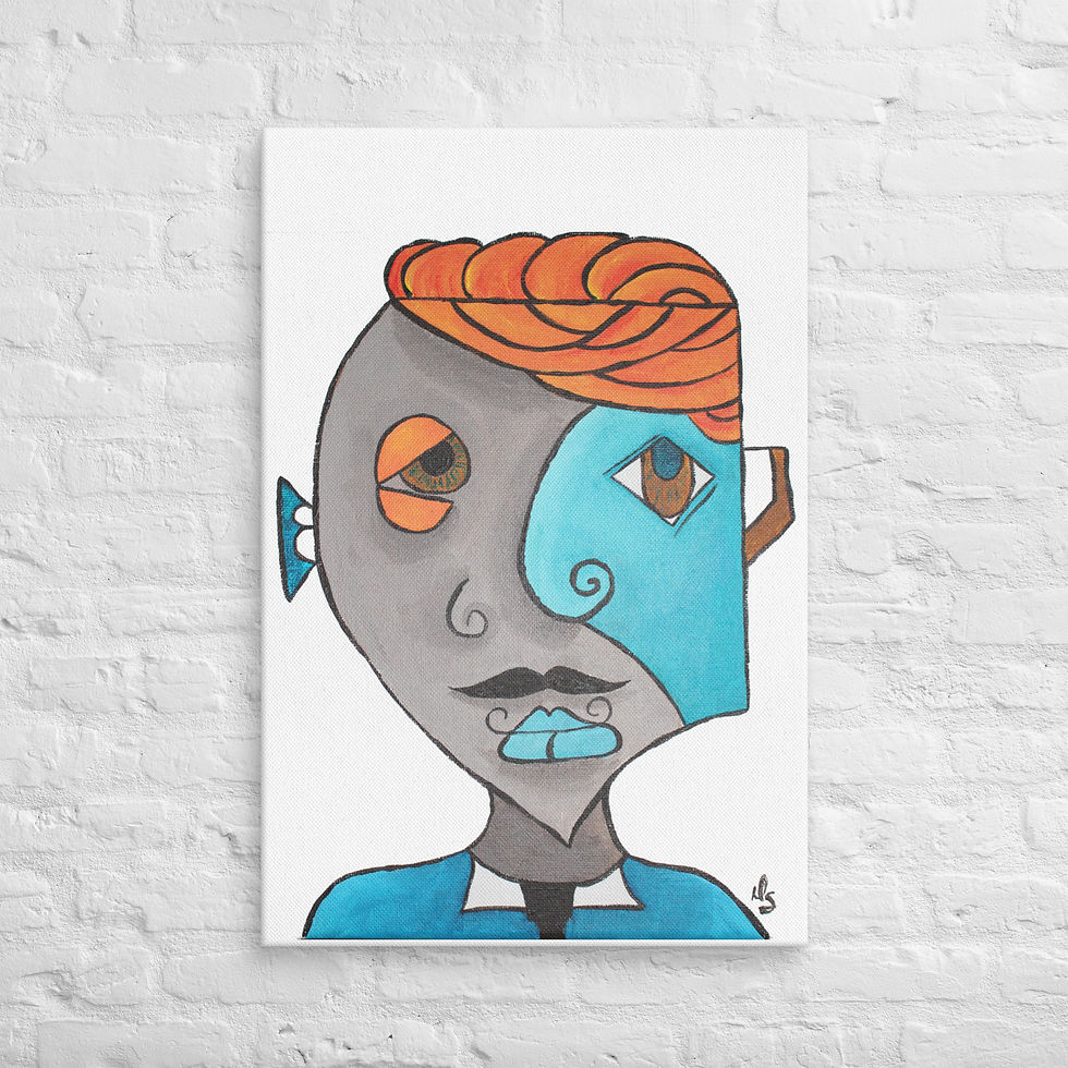 Thumbnail: Canvas - Cubism Portrait - Man in Orange and Teal