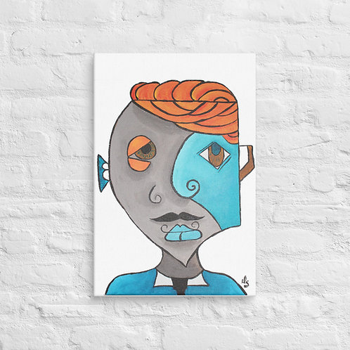 Canvas - Cubism Portrait - Man in Orange and Teal