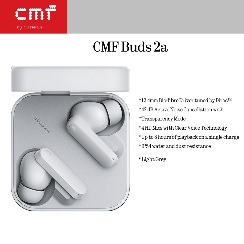 Thumbnail: CMF Buds 2a 12.4mm Driver 42dB ANC 4HD Mics Bluetooth 5.4 Up to 31H of Playback 