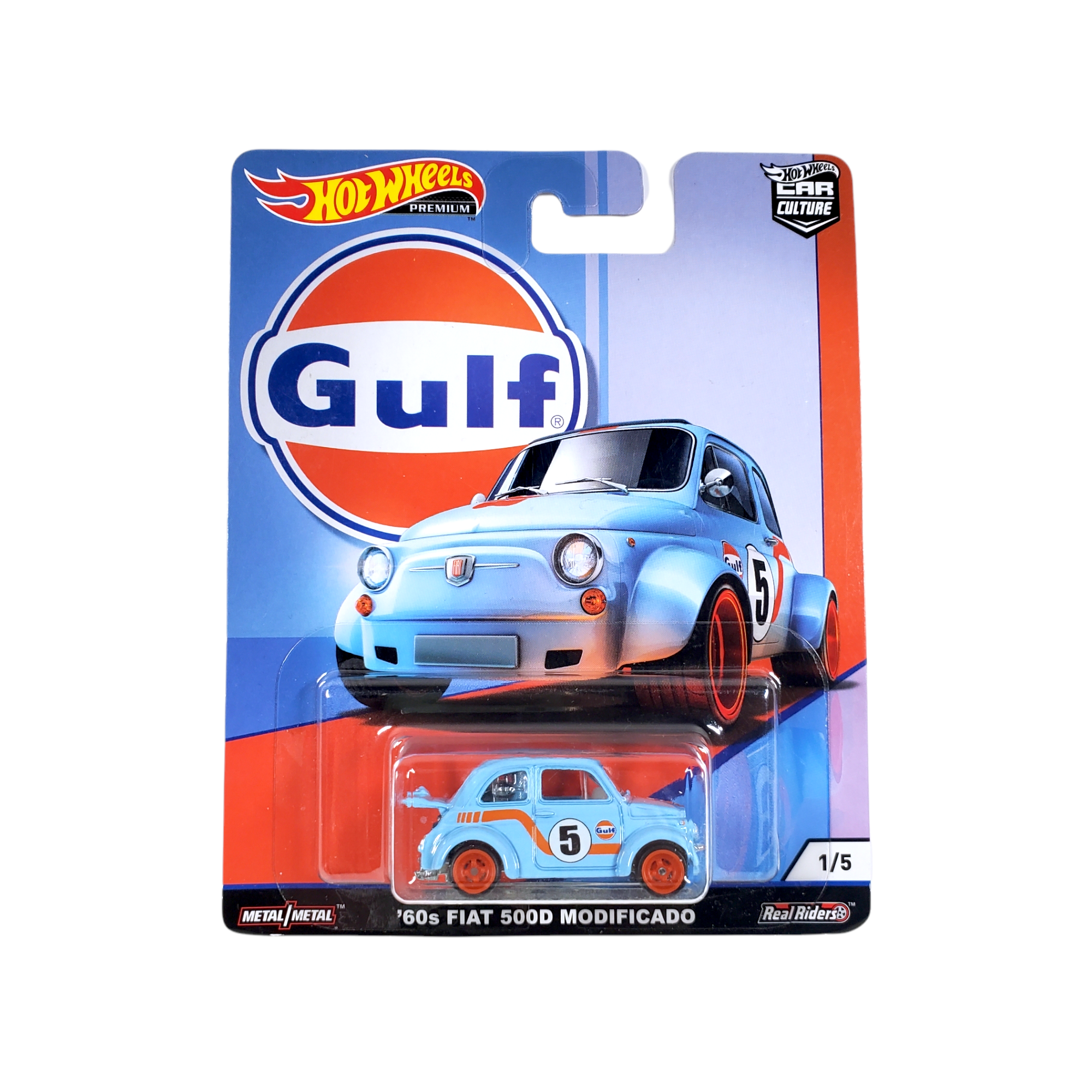 Hot Wheels 60s Fiat 500D Modificado Gulf Car Culture 1/5 Blue/Orange
