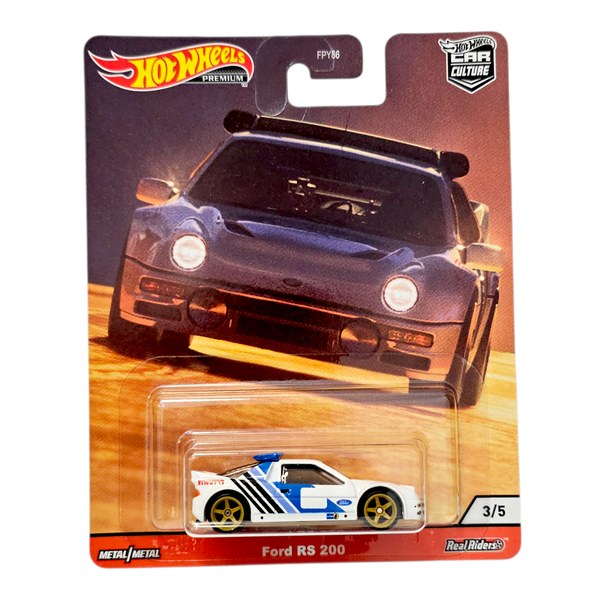 Hot Wheels Thrill Climbers Ford RS 200 White/Blue 3/5