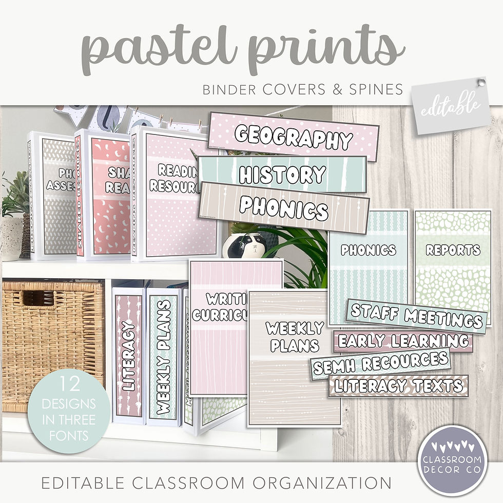 Pastel Prints | Binder Covers and Spines | Classroom Decor Co