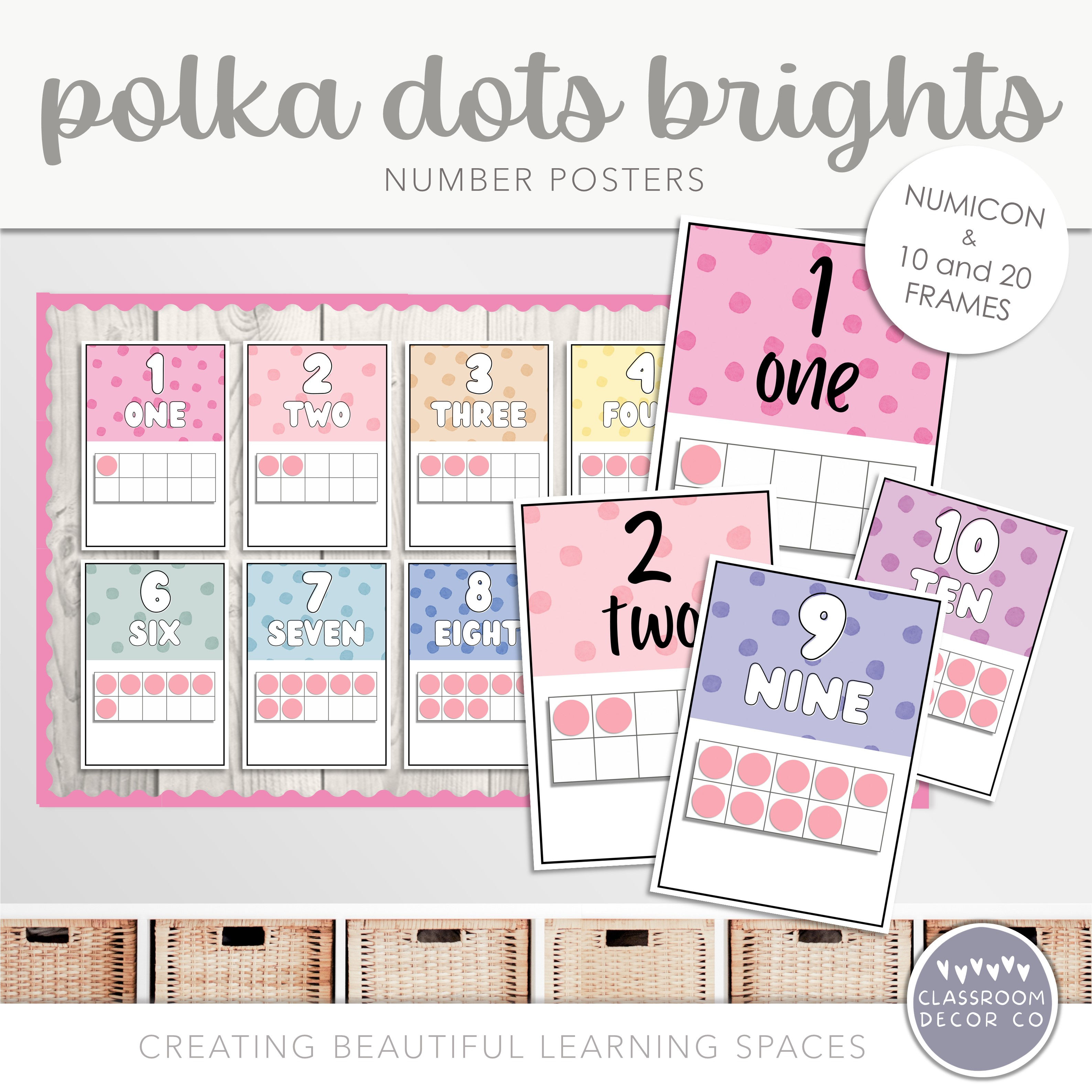 Polka Dots Brights | Number Posters