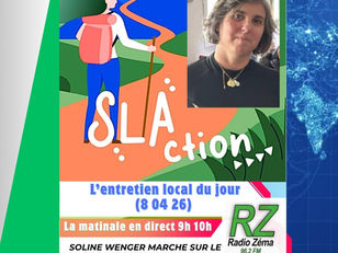 L'entretien local du jour (8 04 26) - Soline Wenger marche sur le chemin St jacques de Compostelle (SLACTION) et pour l'ARSLA Son combat contre la maladie de charcot, récolter des fonds via helloasso, ses prochaines étapes et à Figeac samedi prochain ! Encouragements pour Soline !