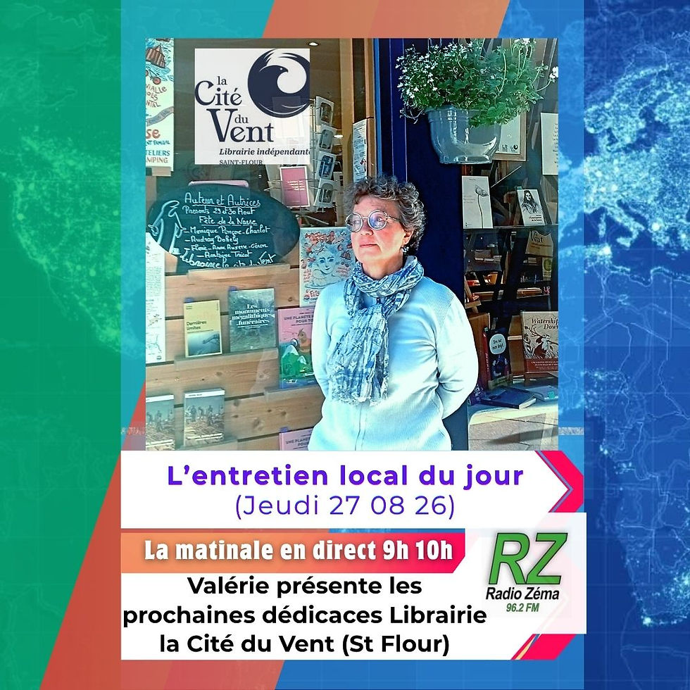 L'entretien local du jour 27 08 26 Valérie la Librairie la cité du Vent 
